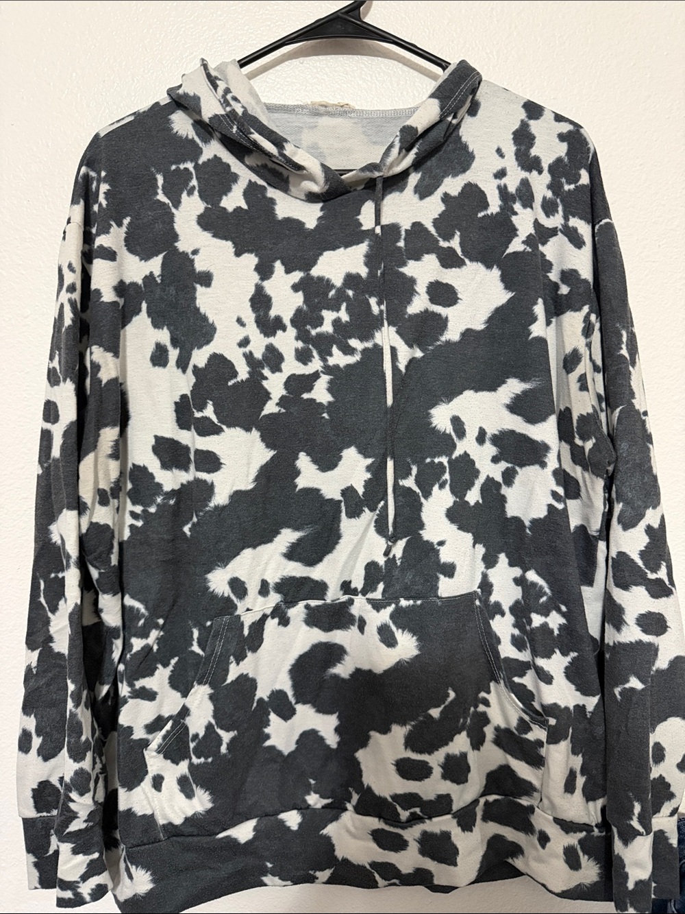 Avery Black and White Cow Print Hoodie Sweatshirt